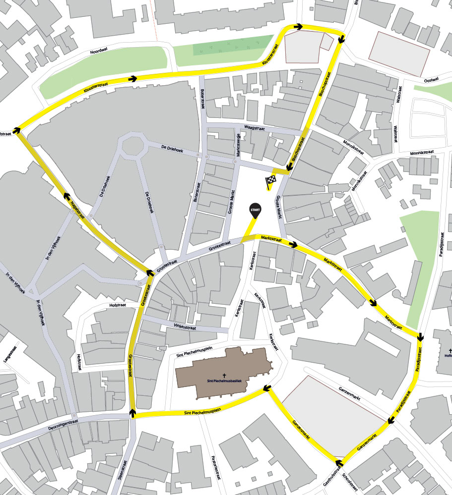 De route van de kinderoptocht van het Kuuk'n Festival
