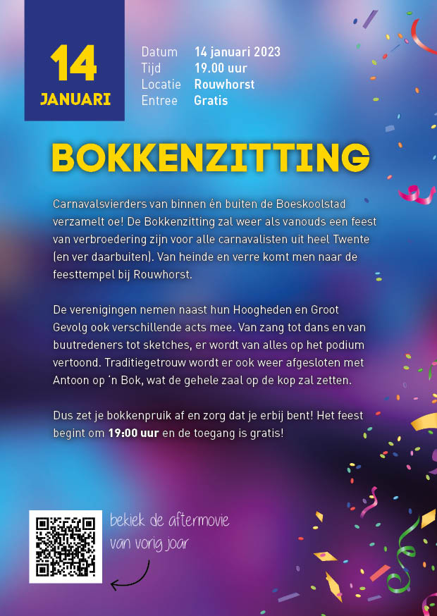 Carnavals Almanak 2023 - Infortmatie Bokkenzitting 14 Januari