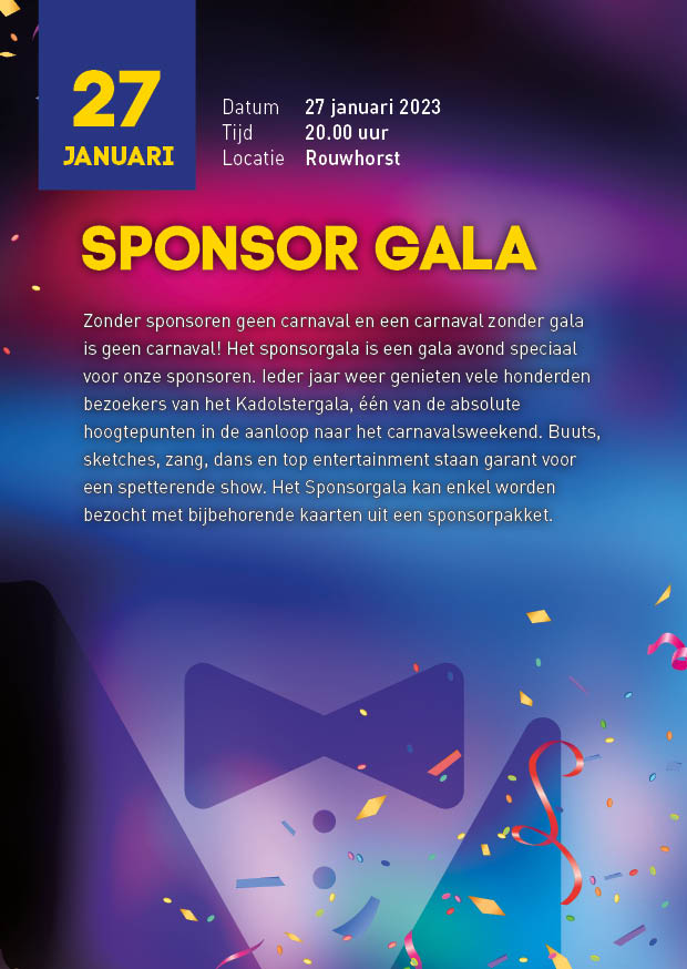 Carnavals Almanak 2023 - Infortmatie Sponsorgala 27 januari