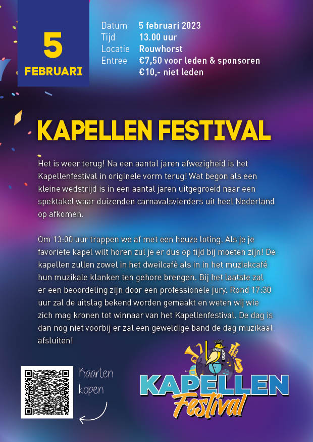 Carnavals Almanak 2023 - Infortmatie Kapellenfestival 5 februari