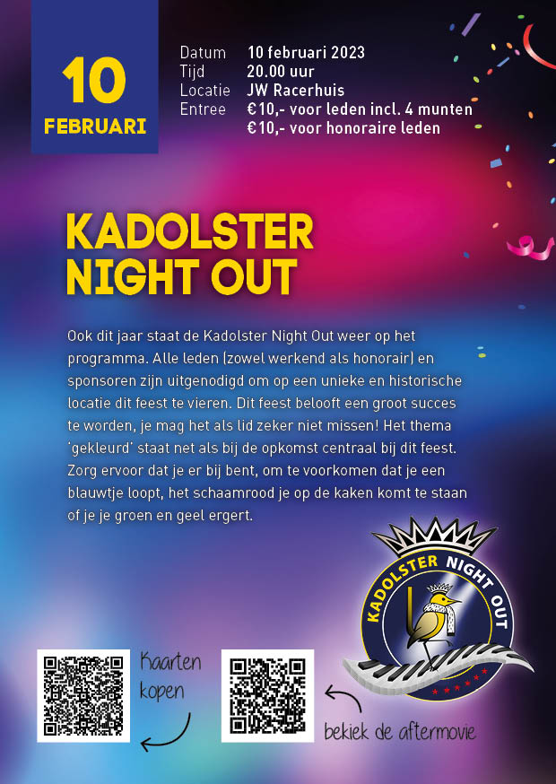 Carnavals Almanak 2023 - Infortmatie Kadolster Night Out 10 Februari