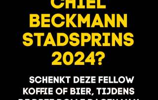 WORDT CHIEL BECKMANN STADSPRINS 2024? SCHENKT DEZE FELLOW KOFFIE OF BIER, TIJDENS DE DREE DOLLE DAGEN VAN PLEZIER?